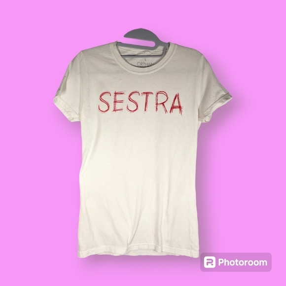 Hot Topic Ophan Black Women's White Sestra Red Winged Back Shirt Size Large - Picture 1 of 9